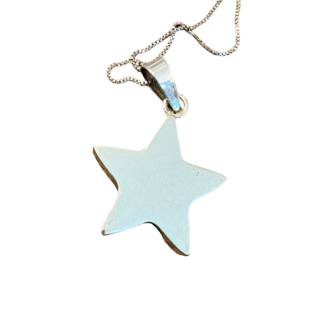 Sterling Silver 925 Star Pendant Necklace Box Chain Celestial Minimalist